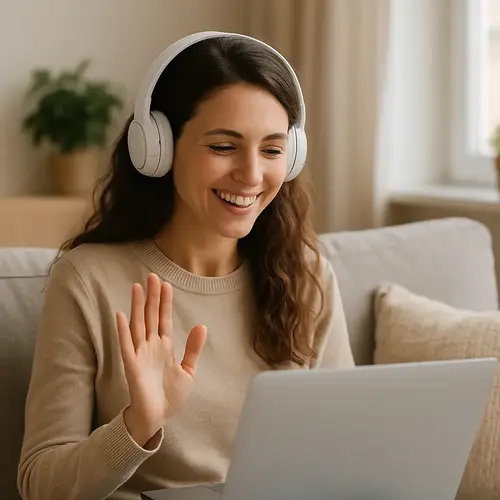 Paciente feliz en terapia online - AtHomePsicología