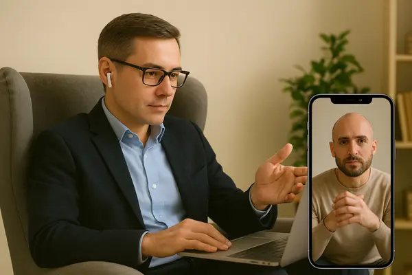 Psicólogo y paciente conectados - Relación terapéutica de confianza